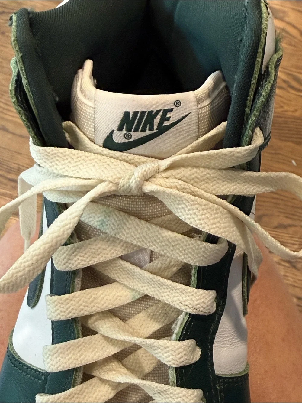 Nike High-Top Sneakers in White and Dark Green MSU size 9